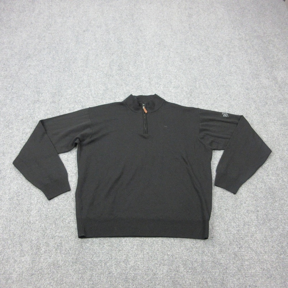 Marbas Sweater Mens‎ XL Black Quarter Zip Pure New Wool Mock Neck Pullover Italy